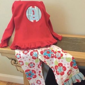 Adorable Child's Monogram Top and Capris/Pants Set